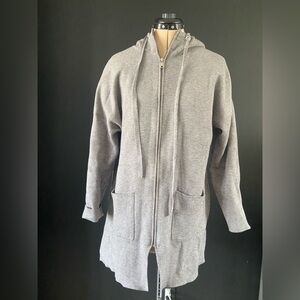 Simons Icone Gray Zip-Up Hoodie with Pockets size small - fits oversized
